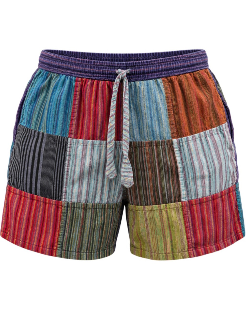 Women's Kathmandu Imports Patchwork Striped Shorts XL Multi-color